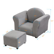 Kid's Recliner, Kids Upholstered Chair with Ottoman