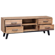 Solid Teak TV Cabinet With 4 Drawers - Family Friendly Furniture