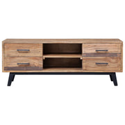 Solid Teak TV Cabinet With 4 Drawers - Family Friendly Furniture