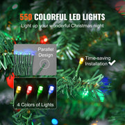 Full Artificial Christmas Tree with LED Lights, Metal Base