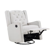 Tufted Swivel Glider Recliner, Light Gray