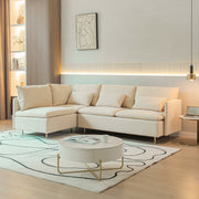 Beige Cotton Linen Sectional - Family Friendly Furniture