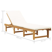 Solid Acacia Wood Sun Lounger with Cushion - Family Friendly Furniture