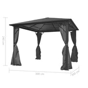 Anthracite Gazebo with Curtains 10ftx10ft - Family Friendly Furniture