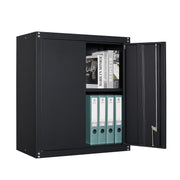 Locking Metal Black Wall Storage Cabinet with Adjustable Shelves