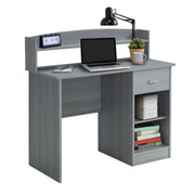 Mobili Modern Office Desk with Hutch, Gray