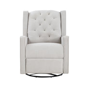 Tufted Swivel Glider Recliner, Light Gray