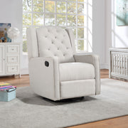 Tufted Swivel Glider Recliner, Light Gray