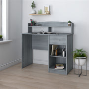 Mobili Modern Office Desk with Hutch, Gray