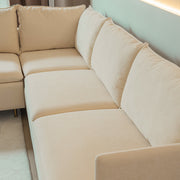 Beige Cotton Linen Sectional - Family Friendly Furniture