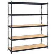 5-Tier Steel Garage Storage Shelving Unit in Black (60 in. W x 72 in. H x 24 in. D)