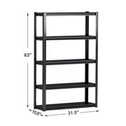 5-Tier Heavy Duty Metal Adjustable Storage Shelves in Black (36 in. W x 72 in. H x 16 in. D)