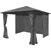 Anthracite Gazebo with Curtains 10ftx10ft - Family Friendly Furniture