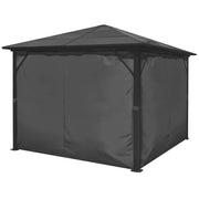 Anthracite Gazebo with Curtains 10ftx10ft - Family Friendly Furniture