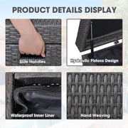 Outdoor Wicker Storage Box with Waterproof Liner, 140 Gallons Deck Box