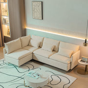 Beige Cotton Linen Sectional - Family Friendly Furniture