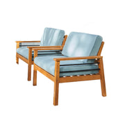 Natural Wood Outdoor Armchair with Aqua Cushion - Family Friendly Furniture