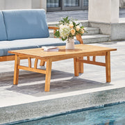 Natural Wood Outdoor Rectangular Coffee Table - Family Friendly Furniture